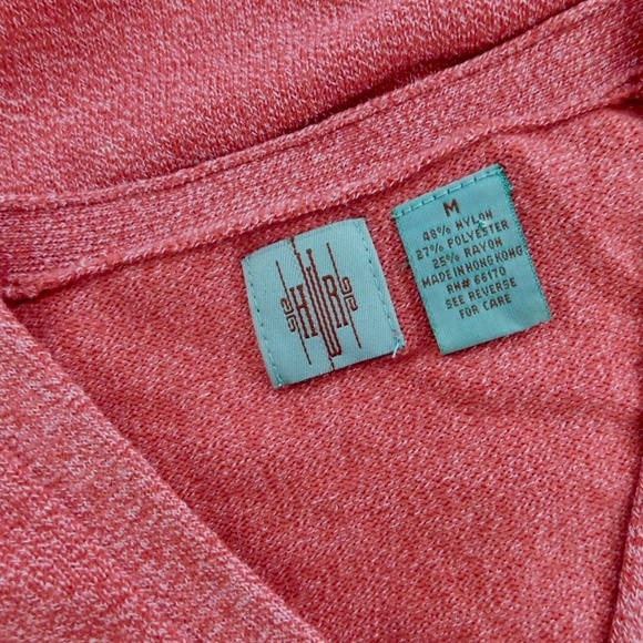 Anthropologie HWR Pink Red Heathered Cardigan Sweater Buttons Pocket Medium - Picture 8 of 10